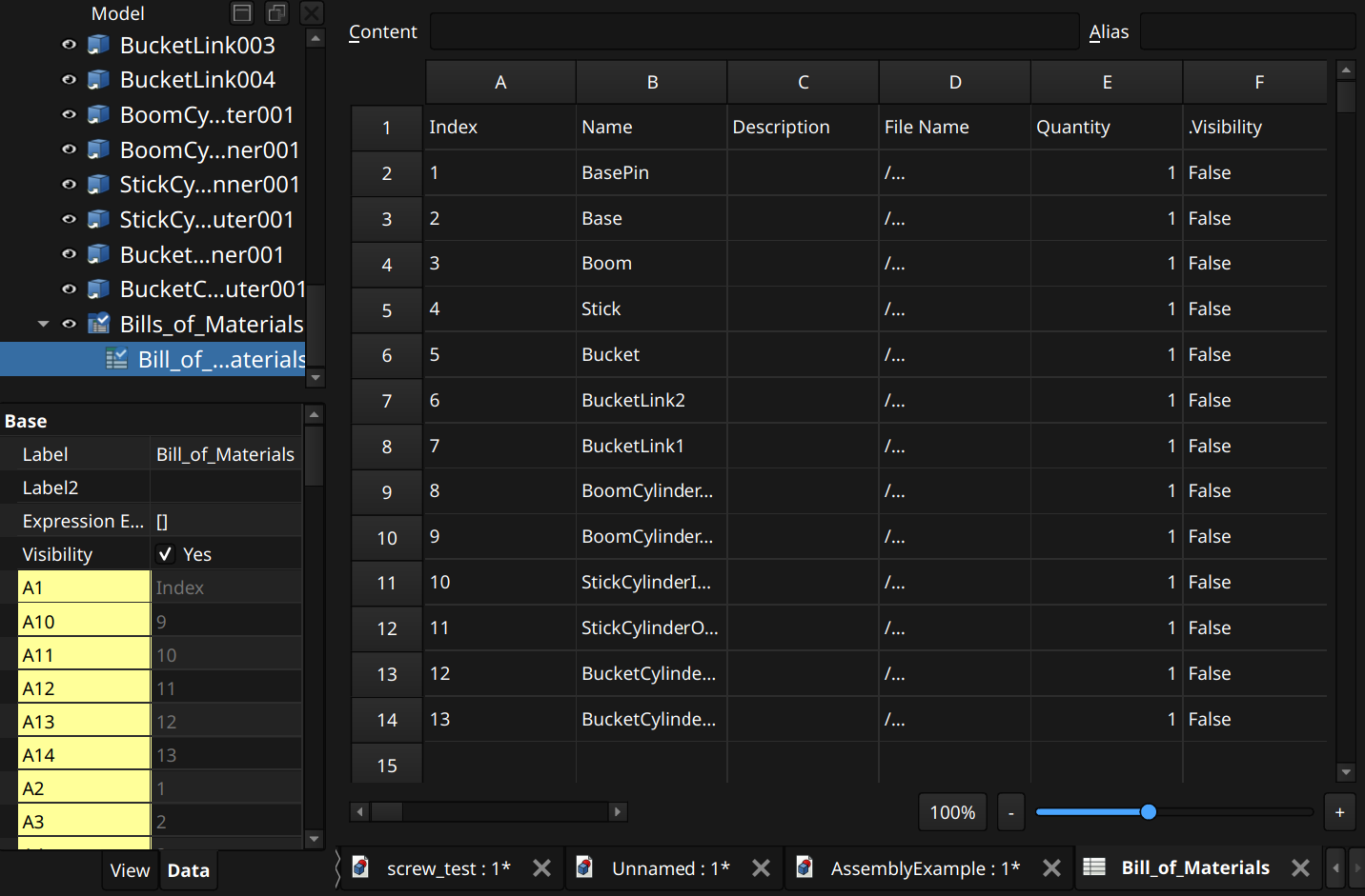 FreeCAD Assembly workbench bill of materials output