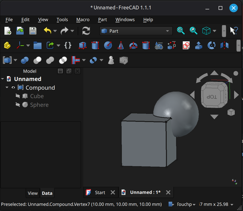 FreeCAD Part workbench compound example