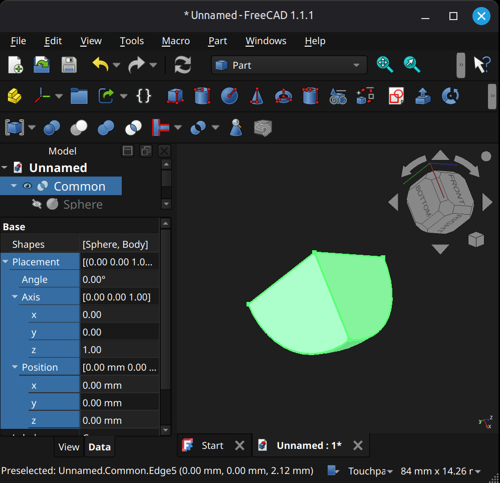 FreeCAD Part workbench placement example