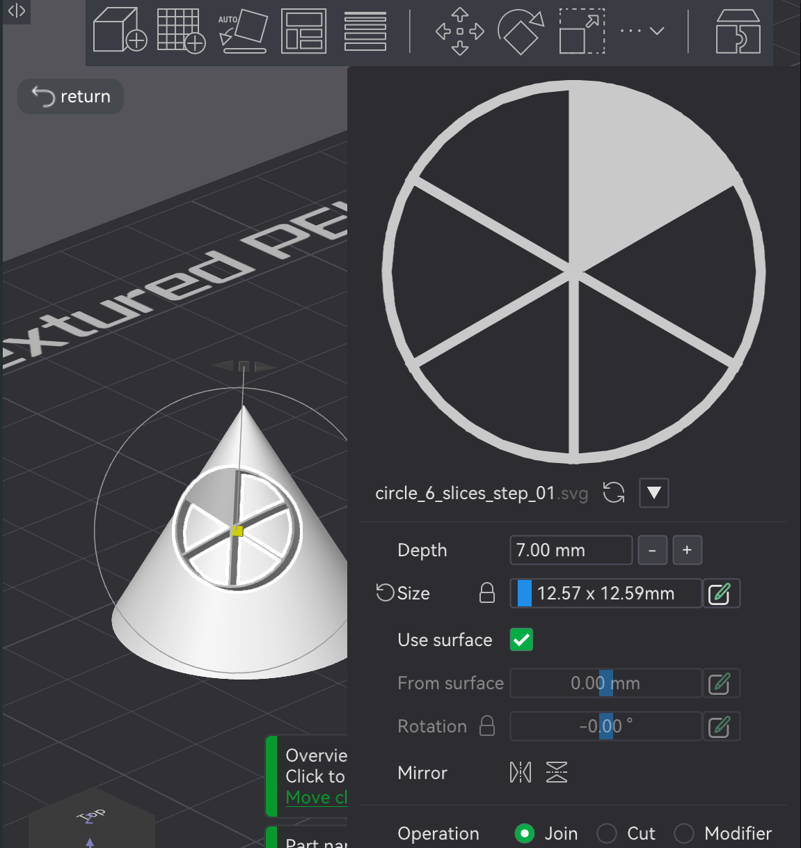 Bambu Studio Prepare screen icon on object parameters