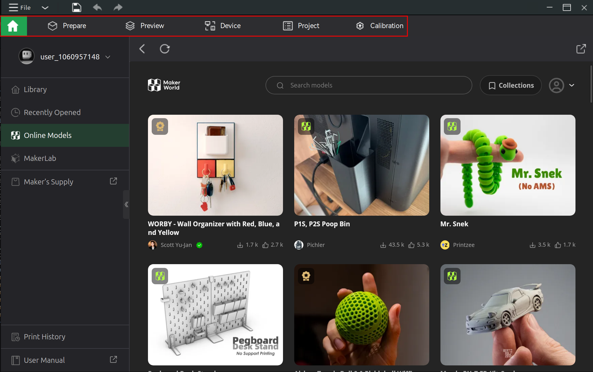 Bambu Studio top toolbar