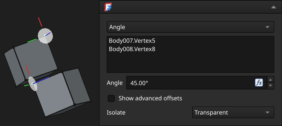 FreeCAD Assembly workbench angle joint example