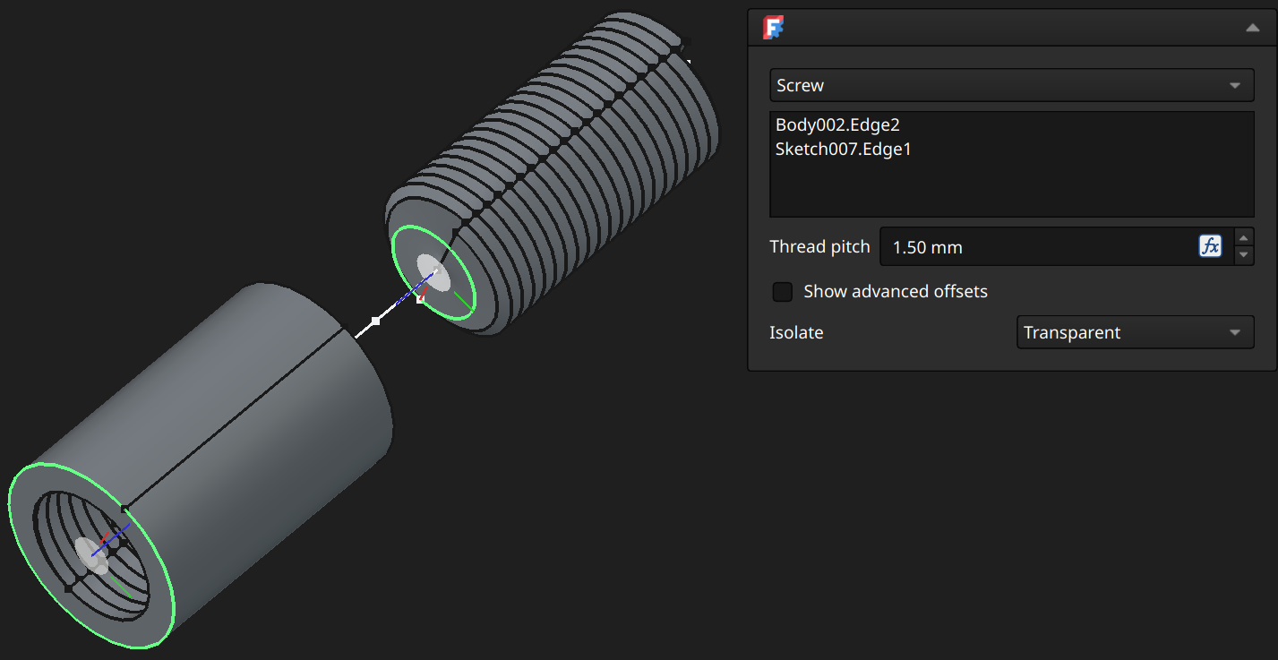 FreeCAD Assembly workbench screw joint example
