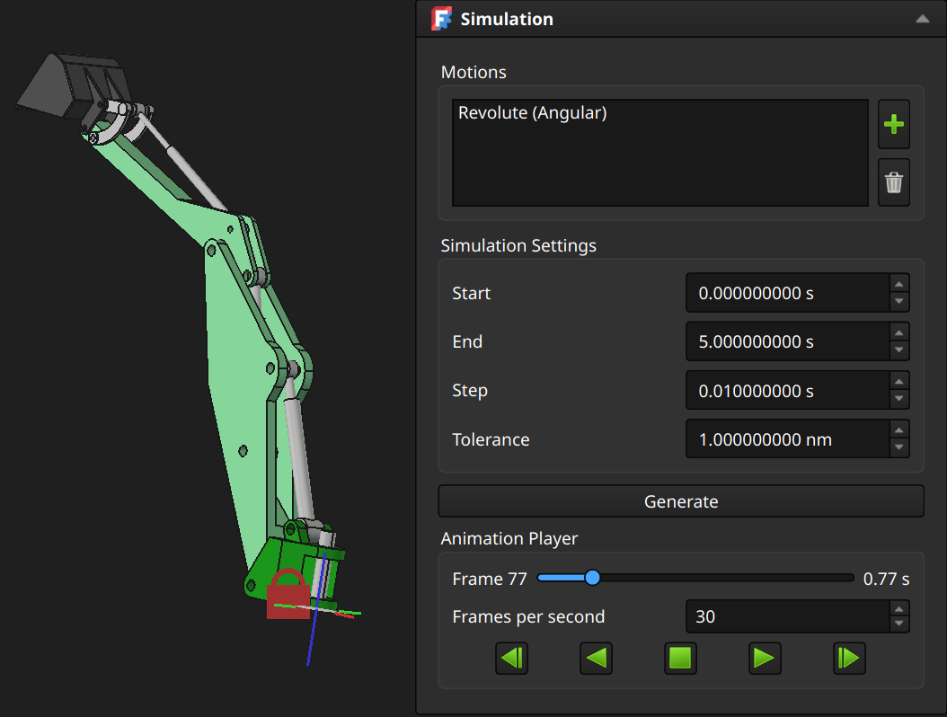 FreeCAD Assembly workbench simulation
