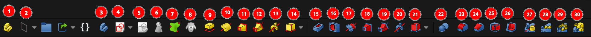 FreeCAD Part Design workbench toolbar