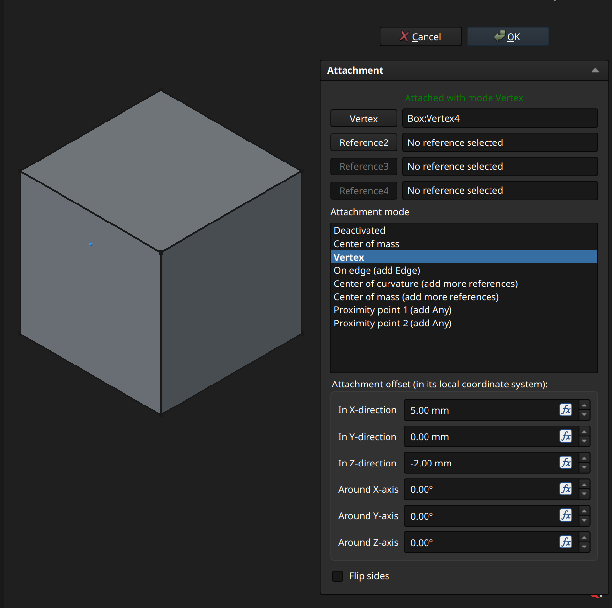 FreeCAD Part Design workbench datum point example