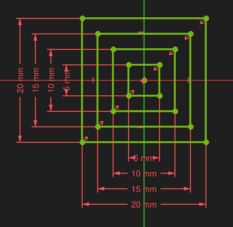 FreeCAD sketcher workbench nested contours example