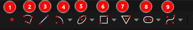 FreeCAD sketcher workbench numbered element toolbar buttons