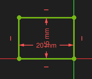 FreeCAD sketcher workbench rectangle with distance dimensions flip 2