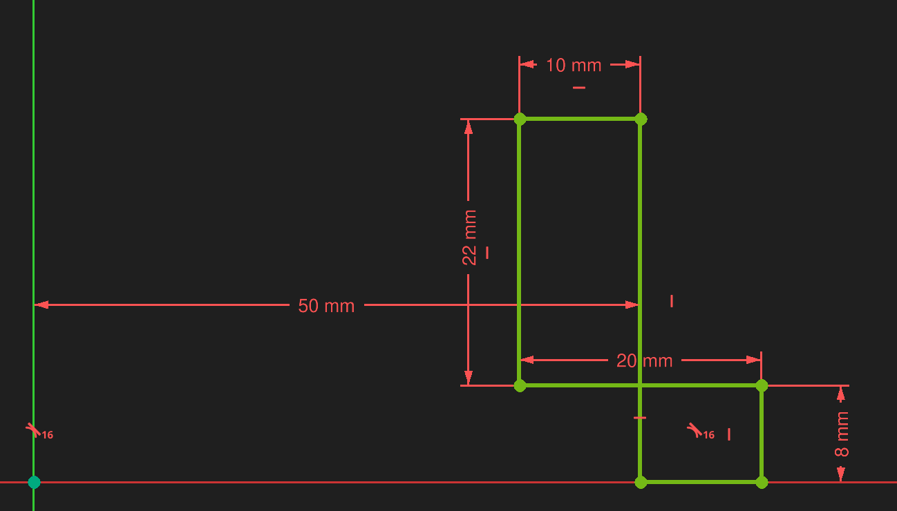 FreeCAD sketcher workbench two solutions for the same constrained L example b