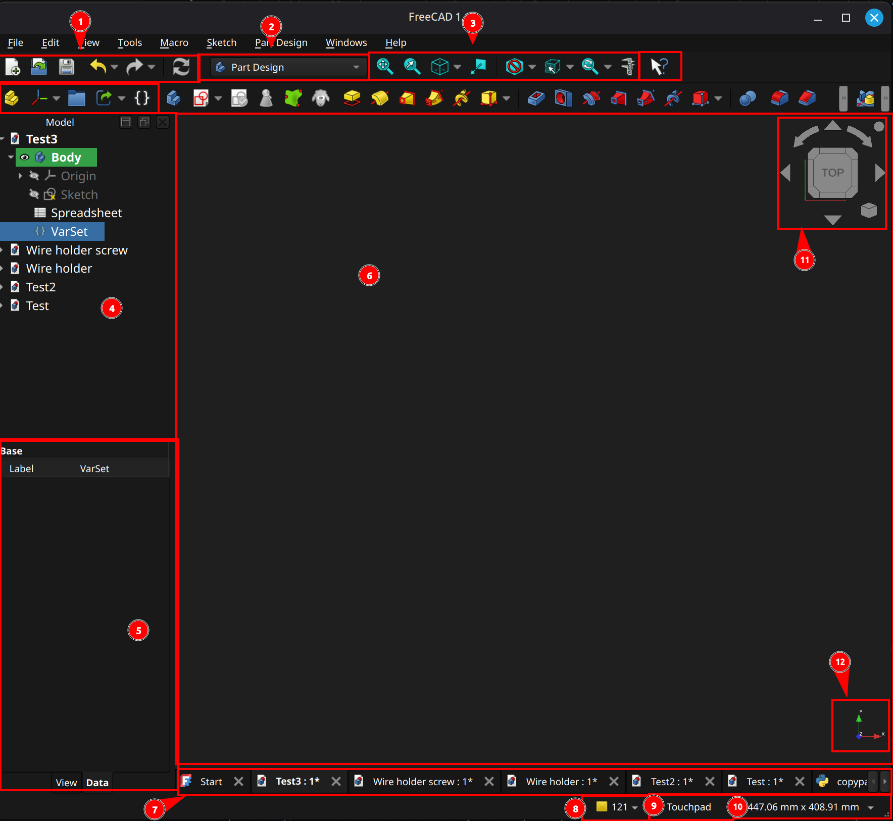 FreeCAD UI layout